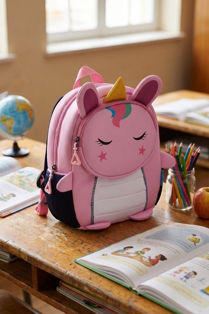 VB Unicorn Figürlü Çocuk Ana Okulu Çantası Kreş Çantası PEMBE