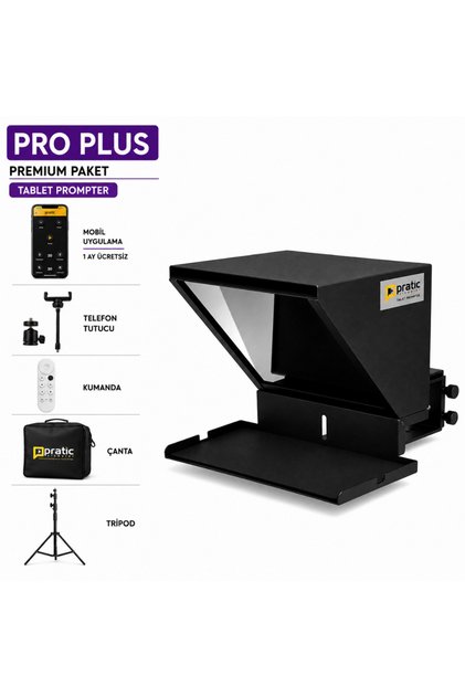 Pratic Tablet Prompter PRO PLUS SET – (Kumanda + Çanta + Tripod) (Yerli Ürün & Yazılım)