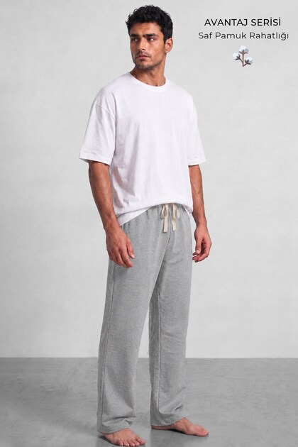 Egyptian Men's Cotton Blend Tracksuit Bottoms Gray Melange
