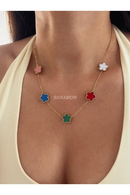 Colorful Flower Steel Necklace
