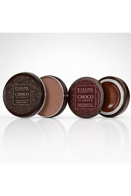 Set Eveline Choco Glamour – Bronzer Cremos N02 + Mască de Buze de Noapte 12 ml