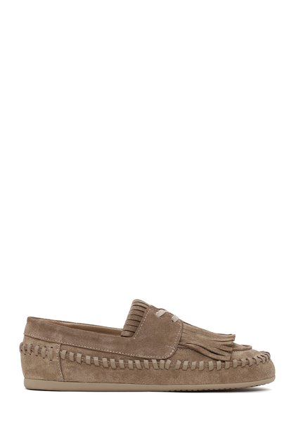 Women's Mink Tasseled Suede Leather Loafer Af190015Ds