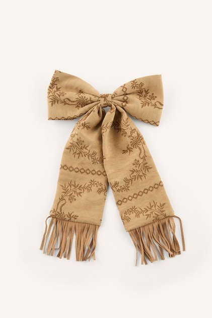 Embroidered Tasseled Bow Women's Hair Clip I4221Axns