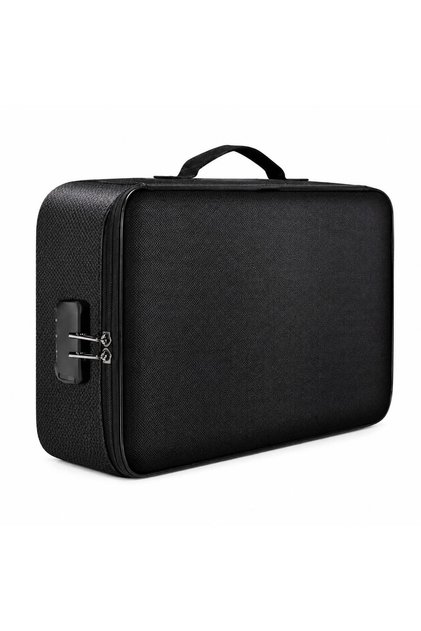 Black Waterproof and Fireproof Document Storage Bag with Combination Lock and Carrying Handle –