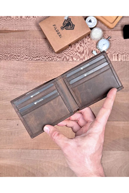 Genuine Leather Double Compartments for Money Slim Minimalist C Wallet 2144