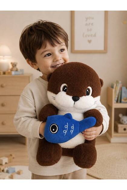 45cm Top Quality Plush Otter & Sleeping Companion Otter with Fish Accessories