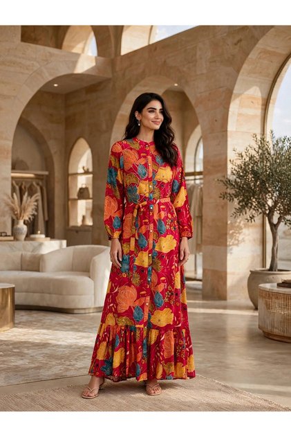 Floral Buttoned Maxi Dress