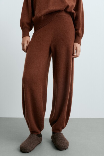 %100 Kaşmir Örgü Cocoon Pantolon