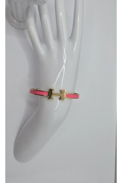 Stainless Steel Gold Color Detailed Hrms Model Bracelet, Gold-Red Hrms Model Steel Clasp, Gold Detailed Hrms Model Clasp Bracelet