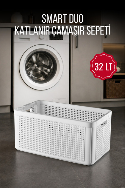 32 LT Smart Duo Katlanır Çamaşır Sepeti