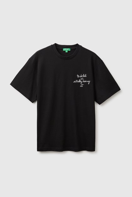 Men's Black 100% Cotton Relaxed Fit Short Sleeve T-Shirt