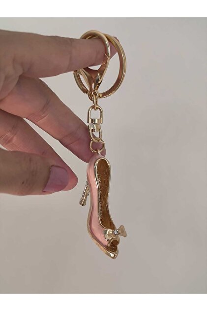 Pink Stone Shoe Figured Keychain – Stone Detailed Bag and Key Accessory
