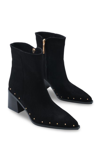 Astra Fia Women's Pointed Toe Heeled Boots 00124001 Black Suede