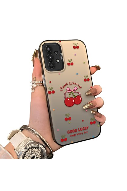 Samsung Galaxy A13 4G/5G Compatible Hard Acrylic Back Silicone Edge Lens Protection Cherry Case
