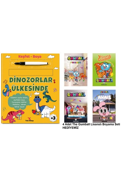 Discover Paint - in the Land of Dinosaurs - Hardcover +3 Years and up Coloring Books with the Gumball 4-Piece Coloring Book Gift Set