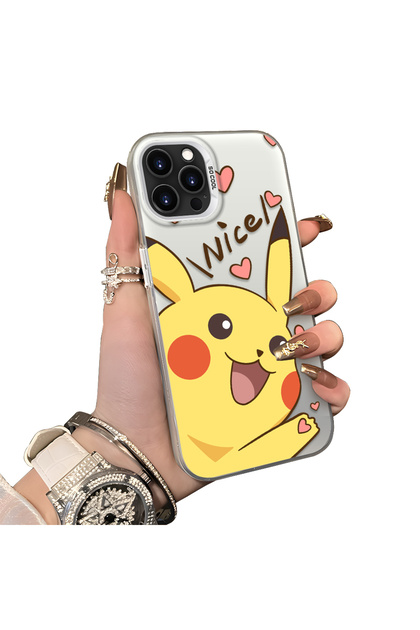 iPhone 12 Pro Max Compatible Hard Acrylic Back Silicone Edge Lens Protection Cartoon Case