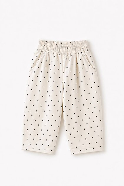 Girl's Patterned Wide-Leg Pants with Elastic Waist and Pockets
