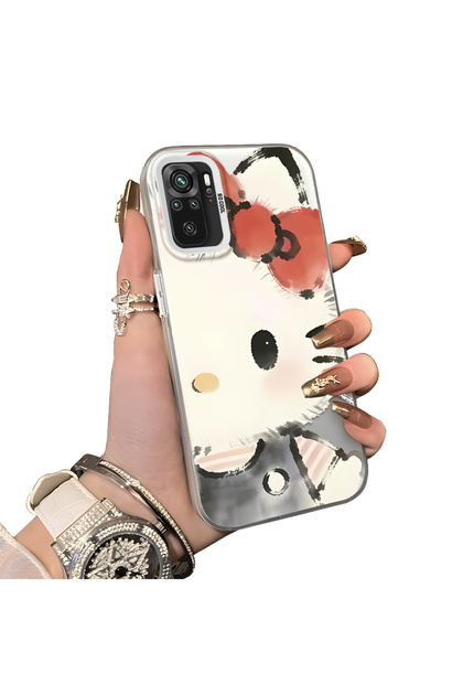 Xiaomi Redmi Note 10 4G/Note 10S Compatible Hard Acrylic Back Silicone Edge Lens Protection Kitty Case