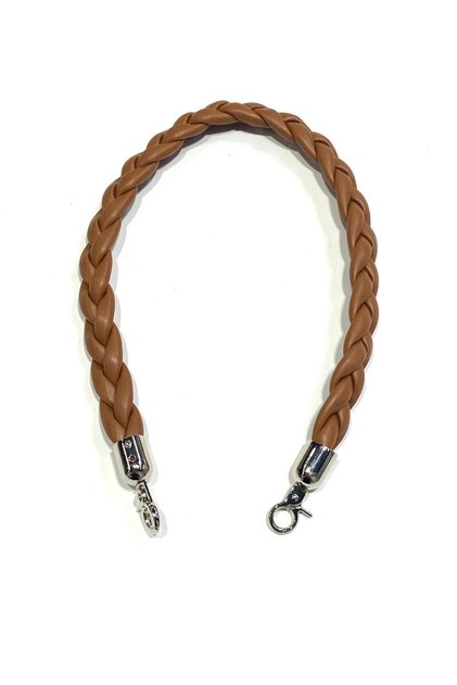 Knitted Model Leather Bag Handle / 50 cm - 2 cm / with Silver Hook