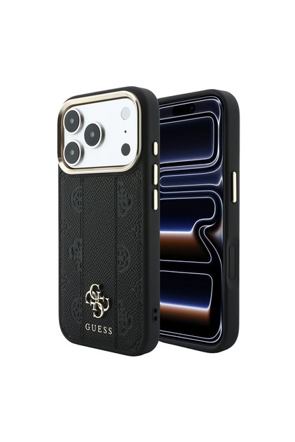 iPhone 18 Pro Max Case Original Licensed M-Safe Striped Peony 4g and Text Logo Cover Black