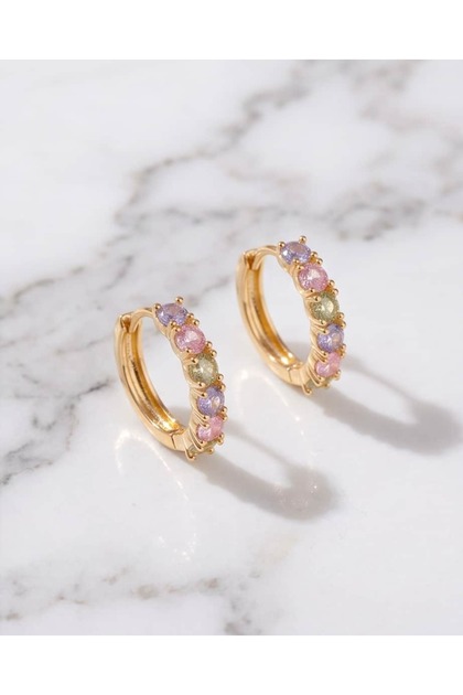 Belliora Colorful Zircon Stone Hoop Steel Xuping Earrings