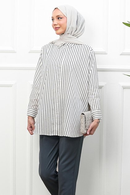 White Glitter Striped Shirt