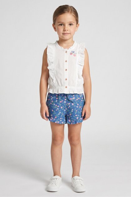 Kids Girl Embroidered Top And Shorts Set, Multicolor