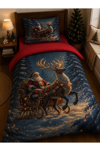 Christmas Themed, Christmas Patterned Single Duvet Cover Set