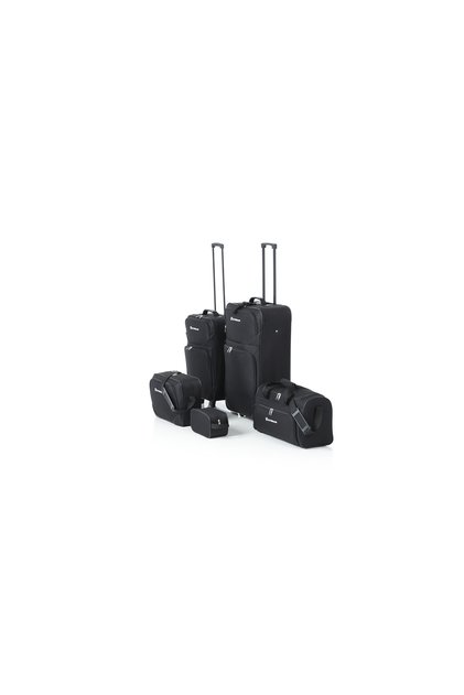 5-Piece Softside Wheeled Travel Luggage Set, Includes 26" & 21" Upright Suitcases, Duffel Bag, Boarding Tote & Toiletry Kit - Black