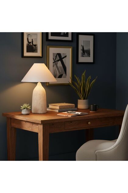 Travis Table Lamp – Ceramic – Finish – H 50 Cm, Beige, L 35 x W 35 x H 50 cm, Ceramic