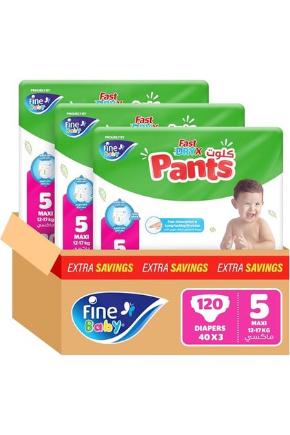 Fain Baby Instantaneous Absorption Diapers, Size 5 Maxi, 120 Diapers, for Weight 12-17 kg