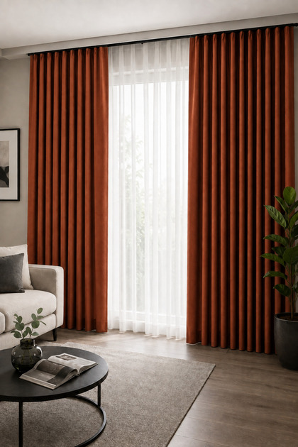 Tile Single Wing Blackout Background Curtain with Cornice, Light-Proof, Blackout and Sun Blocking Curtain