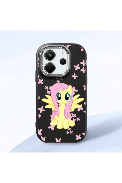 Redmi Note 14 4g Compatible Shock-Absorbing Camera Protected Black Silicone Case Fluttershy