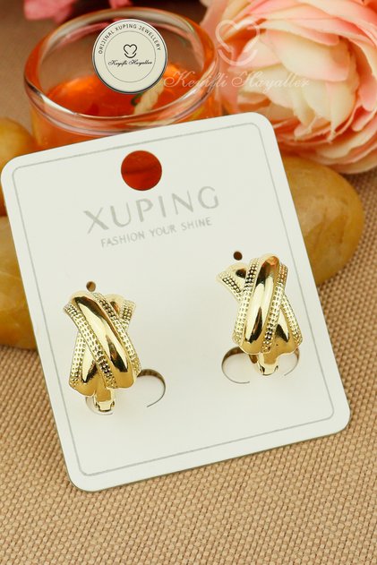 Xuping Earrings - Xuping 1.5cm X Cross Hoop Model Gold Hoop Earrings Do Not Tarnish