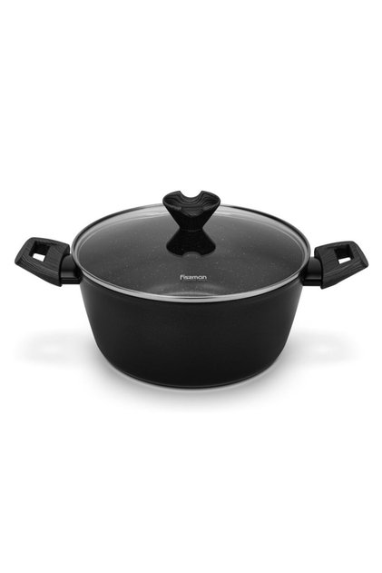 Stockpot Angela / 2.5 Liter With Glass Lid (aluminium With Non-stick Coating) 14606, Black