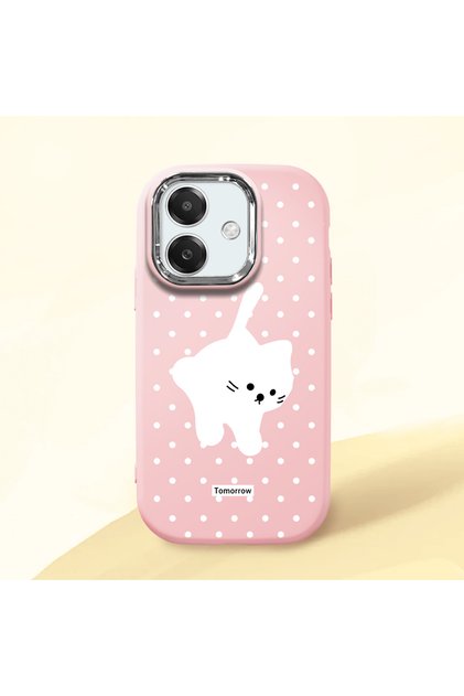 Oppo A3/A3X 4G/5G Compatible Shock Absorbing Camera Protected Pink Silicone Case Cat