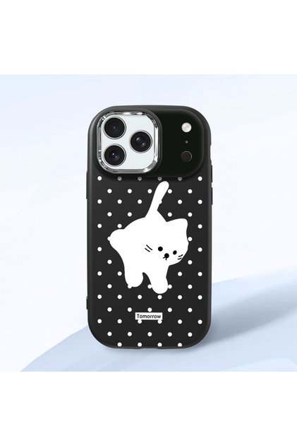 iPhone 17 Pro Max/18 Pro Max Compatible Shock-Absorbing Black Silicone Case with Camera Protection Cat