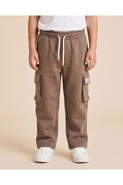Boys Brown Cargo Pocket Jogger Trousers