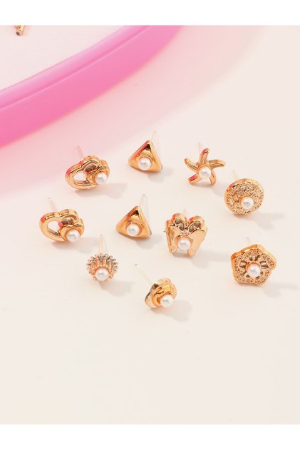 Girls Set of 18 - Pearl Stud Earrings(Random Style)