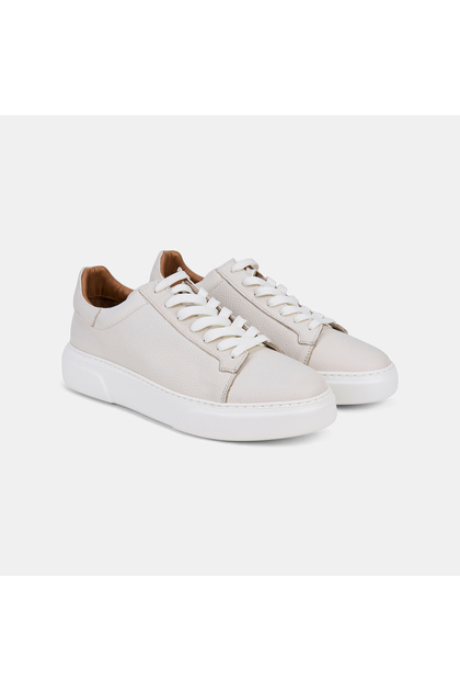 Men's Off-White Lace-Up Thick-Sole Leather Sneaker