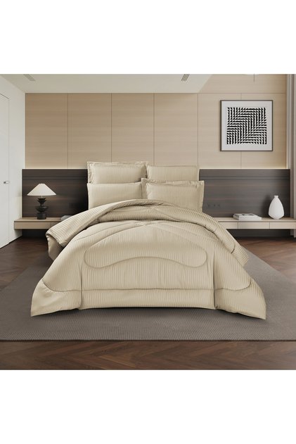 Striped Comforter Set Beige