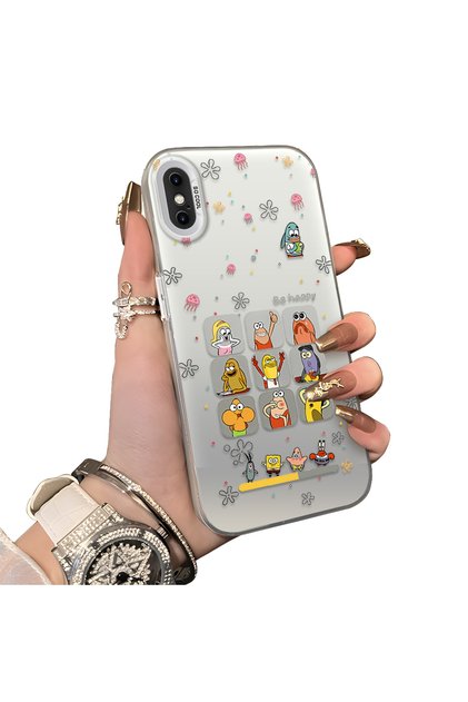 iPhone X/Xs Compatible Hard Acrylic Back Silicon Edge Lens Protection Case Cartoon