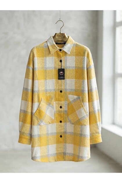 Yellow Checkered Women's Lumberjack Shirt Tunic