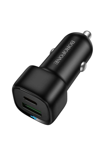 Încărcător auto Cloud (BZ34B), Type-C + USB-A, PD20W, QC3.0, Dual Port, 38W, ABS, alb - alb