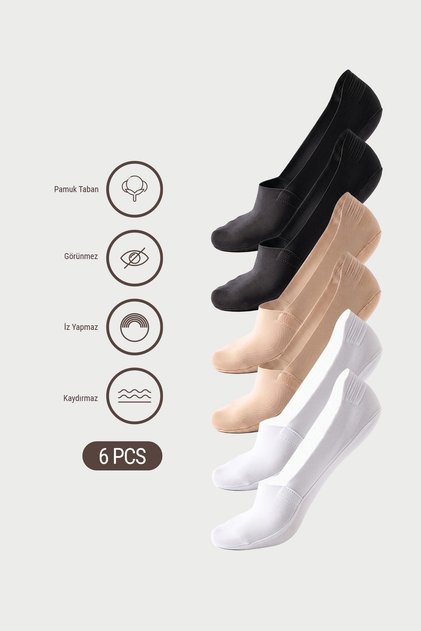 Laser cut women's cotton suba ballet socks 6-pack - nudefit