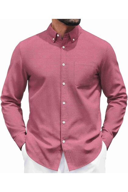 Casual Shirt Long Sleeve Button down Shirts for Men Oxford Fabric Dress Shirts for Men