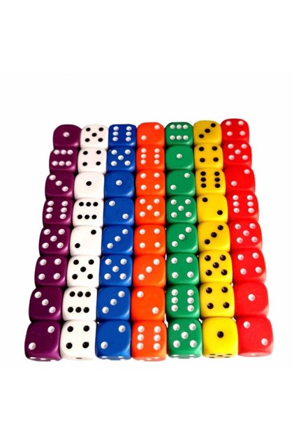 Set 56 zaruri de 12 mm, de calitate, plastic opac, 7 culori, cutie de transport