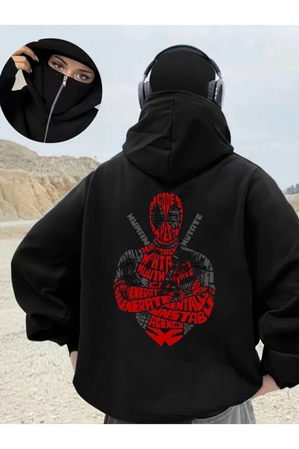 Masked Hooded Sweatshirt Hoodie