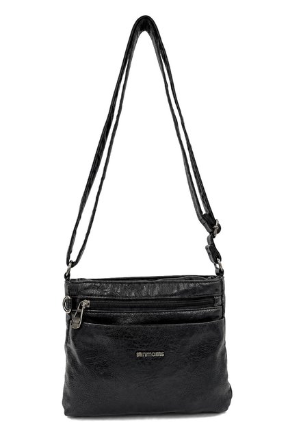 Viatox Vs 004 Adjustable Wide Strap Multi-Compartment Washed Leather Women's Cross Shoulder Bag Black