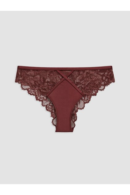 Seray Yeni Sezon Bordo Dantelli Brazilian Külot